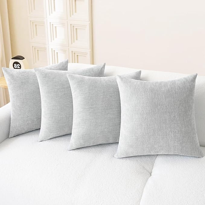 CaliTime Throw Pillow Covers Decorative 18 X 18 Inches Pack of 4 Cozy Chenille by CaliTime