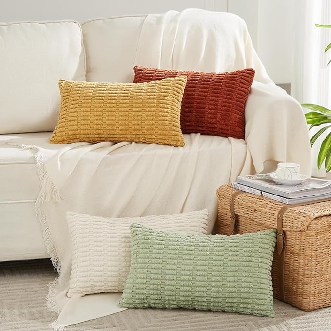 Fancy Homi 4 Packs Fall Boho Long Lumbar Decorative Throw Pillow Covers 14x24 by Fancy+Homi