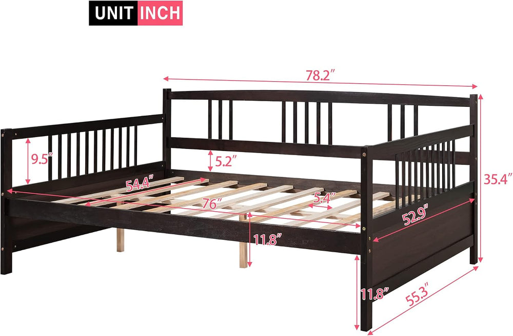 Merax Daybed Full, Full Daybed Wooden Slats Support Modern Living Daybed with...