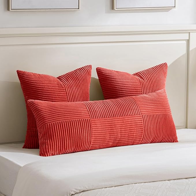 Fancy Homi 2 Packs Red Euro Decorative Throw Pillow Covers 26x26 Inch - Image 5