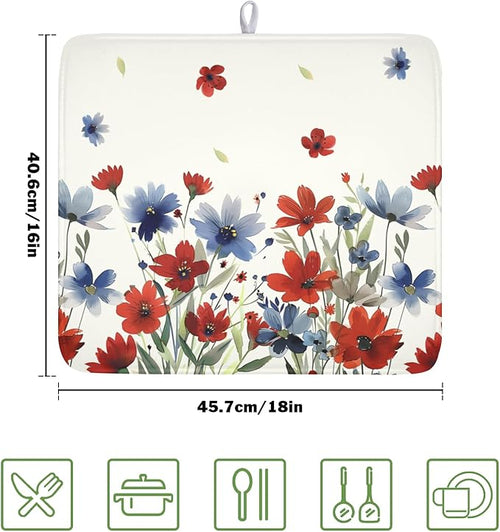4th of July Floral Dish Drying Mat - Image 2