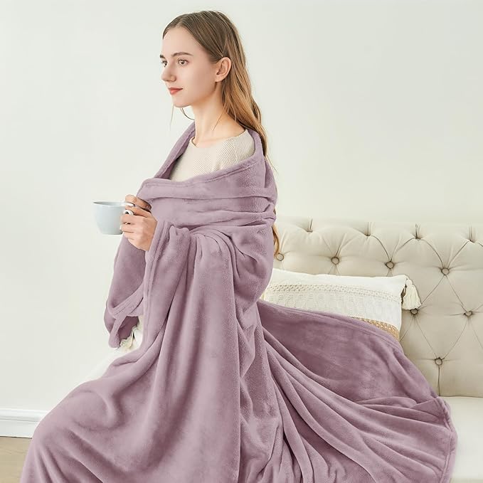 BEDELITE Fleece Blanket Twin Size Dusky Violet Throw Blankets - Image 4