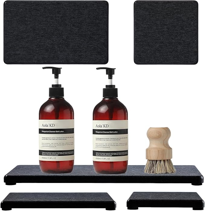 3PCS Water Absorbing Soap Dish Sponge Holder, Diatomite Stone Drying Tray Mat - Image 9