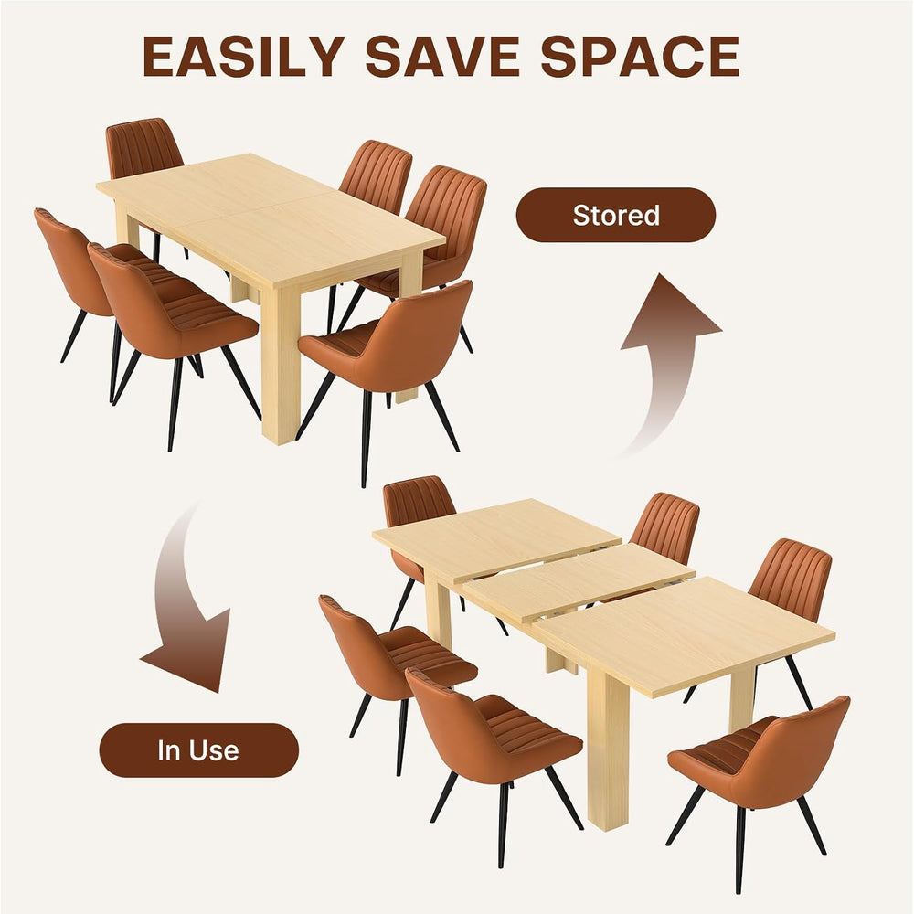 Miereirl 59"–77" Extendable Farmhouse Dining Table Set for 6, 7-Pie...