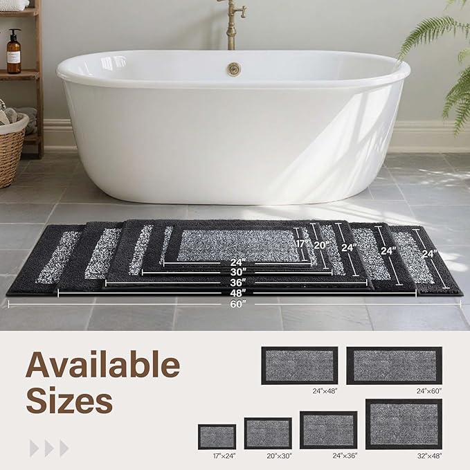 Bathroom Rugs 30x20 Non Slip Washable, Dark Grey Bath Mat - Image 8