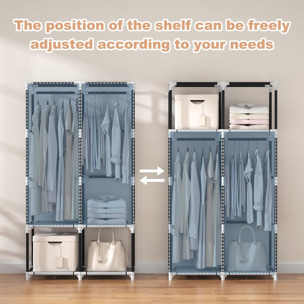 VTRIN Portable Closet Wardrobe Closet for Hanging Clothes with 4 Storage Shel...