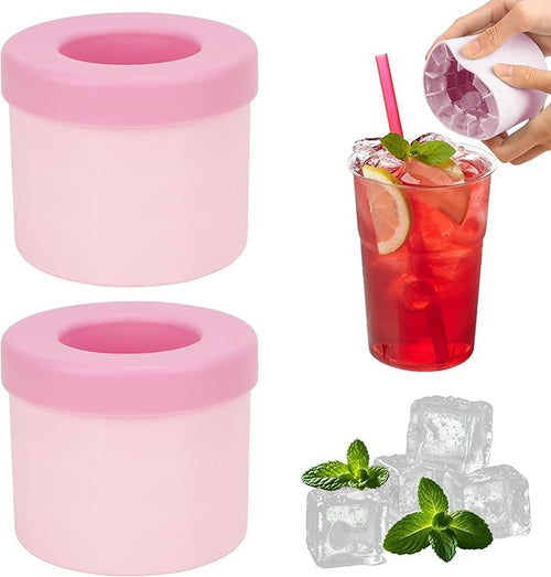 2 Pack Cylinder Silicone Ice Cube Molds, Easy-Release Ice Cube Trays by LUEXBOX