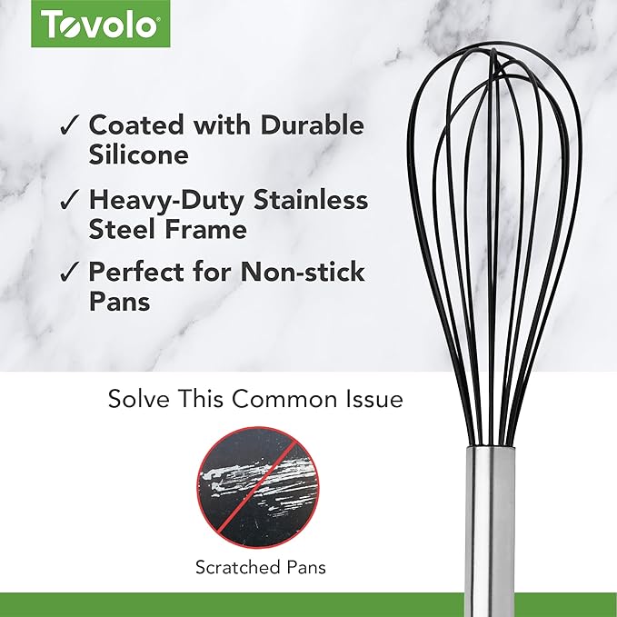 Tovolo Mini Whisk Stainless Steel 6 Inch Tiny Whipper Silicone Whisker - Image 3