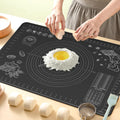 Silicone Baking Mat 32" x 24" Extra Thickness Dough Rolling Mat with Measurements and Edge Heightening, Non-stick Food Grade Silicone Pastry Mat for Pastry, Bread, Cookies, Pizza, Fondant, Pasta-Black