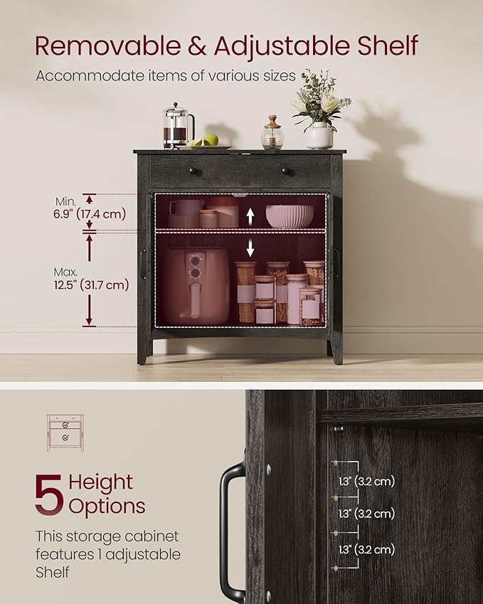 VASAGLE LIRY Collection - Buffet Cabinet, Coffee Bar Cabinet with a Drawer, A...