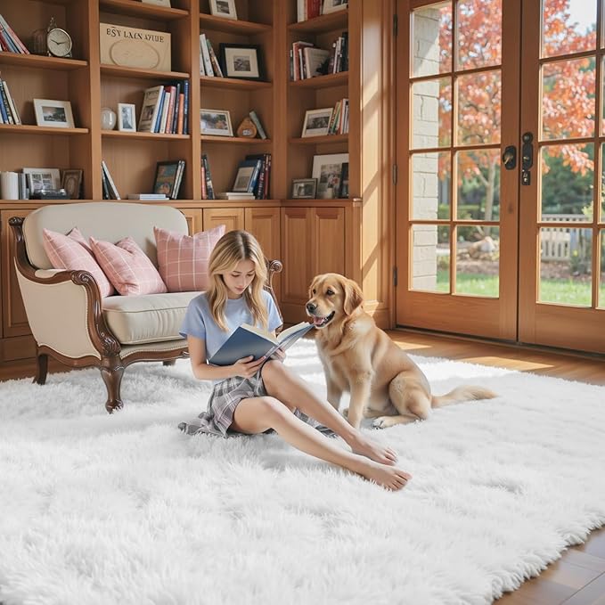 Rugs for Living Room 6x9, Alfombras para Salas Fluffy Shag Large Fuzzy Plush - Image 4