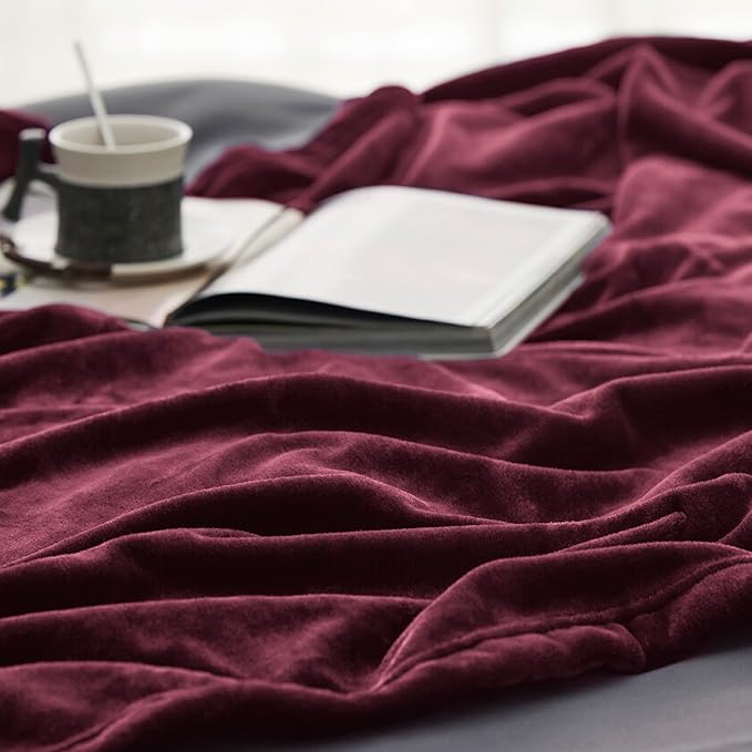 Bedsure GentleSoft Fleece Throw Blanket Burgundy Red - Image 4