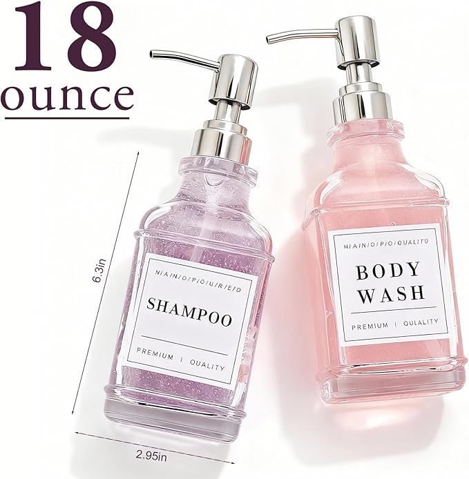 Glass Soap Dispenser with Pump, Countertop Soap and Lotion Dispenser Set of 2 - Image 4