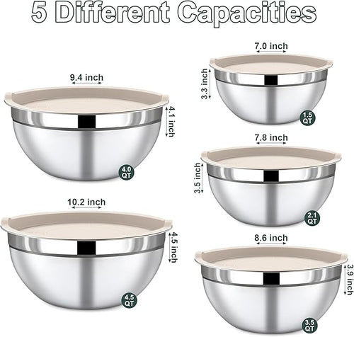 5 Piece Stainless Steel Mixing Bowls - Image 2