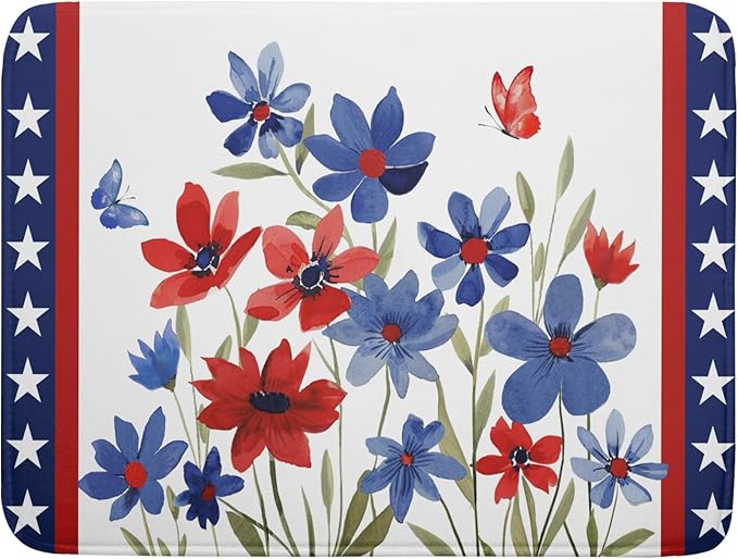 Giwawa 4th of July Flower Dish Drying Mat 18"x24" Independence Day Stars Dish by Giwawa