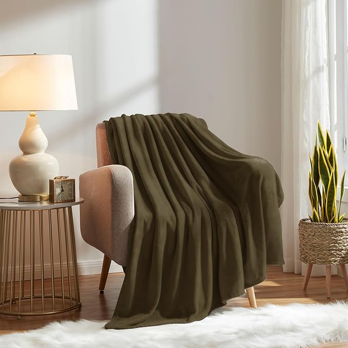 KMUSET Fleece Blanket Twin Size Dark Brown Lightweight Super Soft Cozy Fuzzy - Image 7