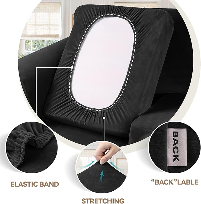 WEERRW 4 Pieces Velvet High Stretch Couch Covers - Image 3
