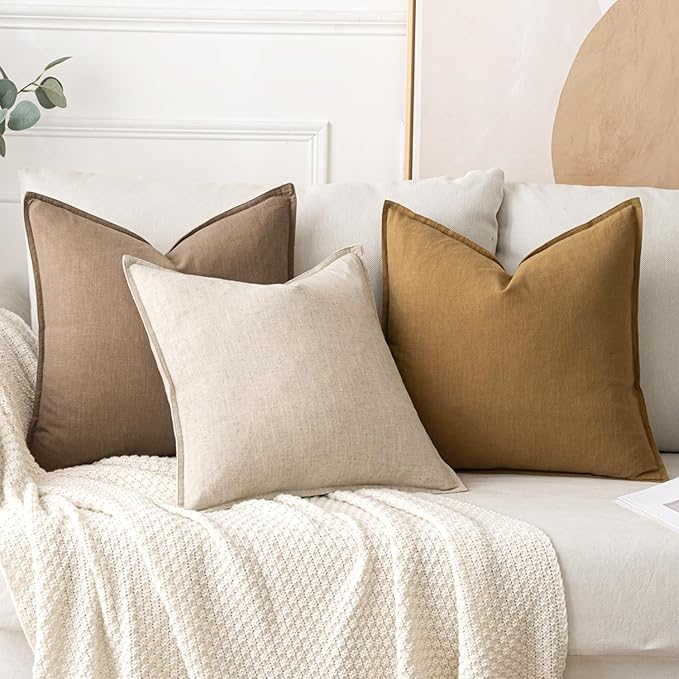 MIULEE Decorative Linen Lumbar Pillow Covers 12x24 Inch Natural Beige Boho - Image 4