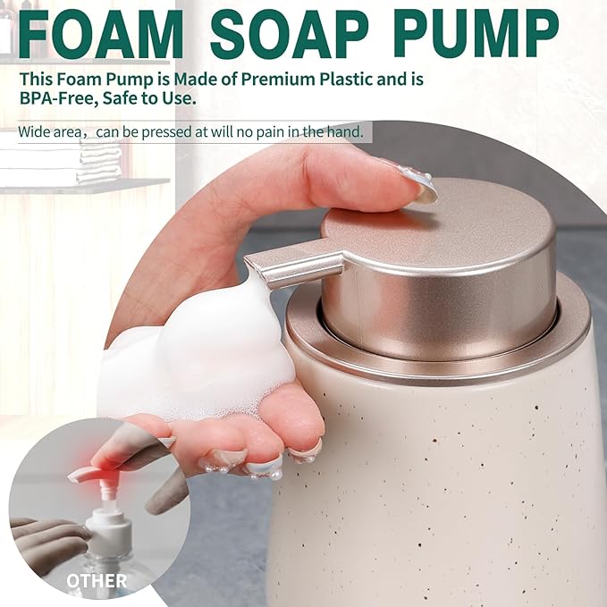 Bosilunlife Ceramic Foaming Soap Dispenser - 12 oz Foam Hand Wash Dispenser - Image 2