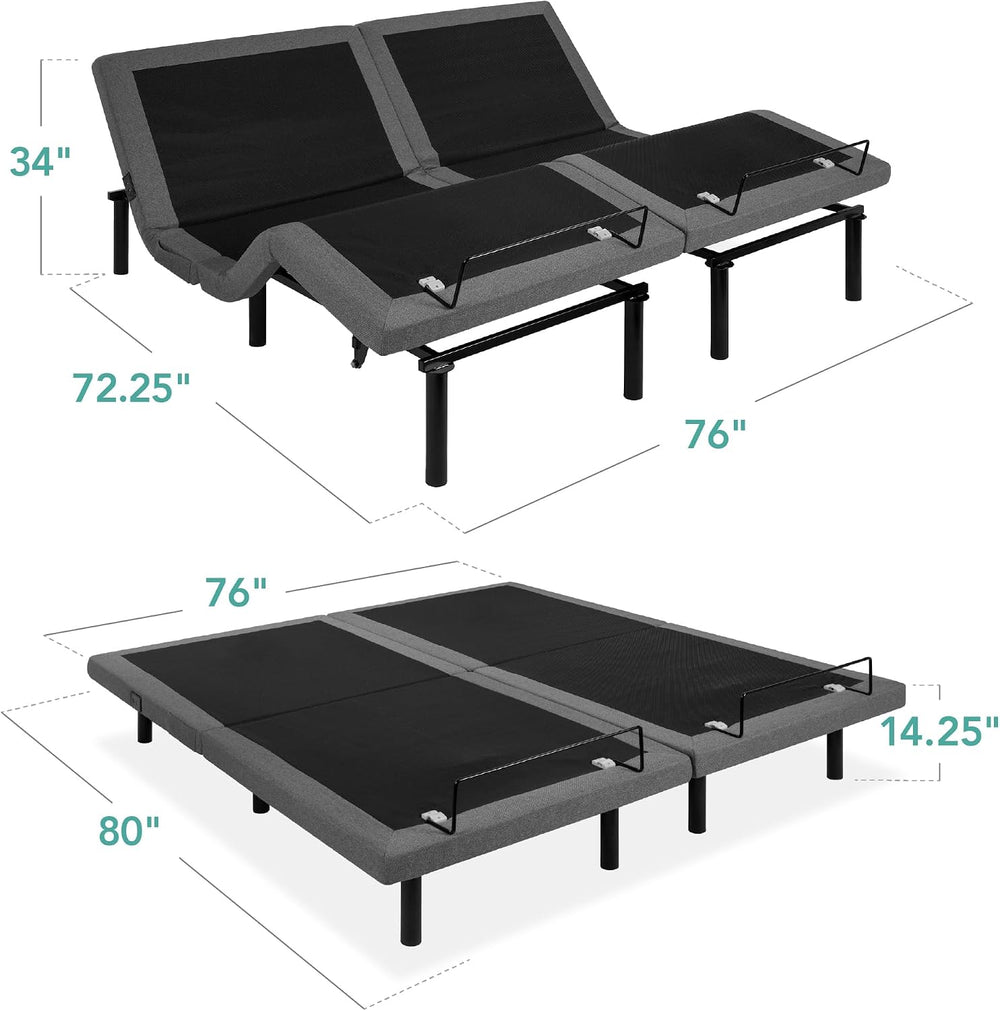 Best Choice Products Ergonomic Split King Size Adjustable Bed Frame, Electric...