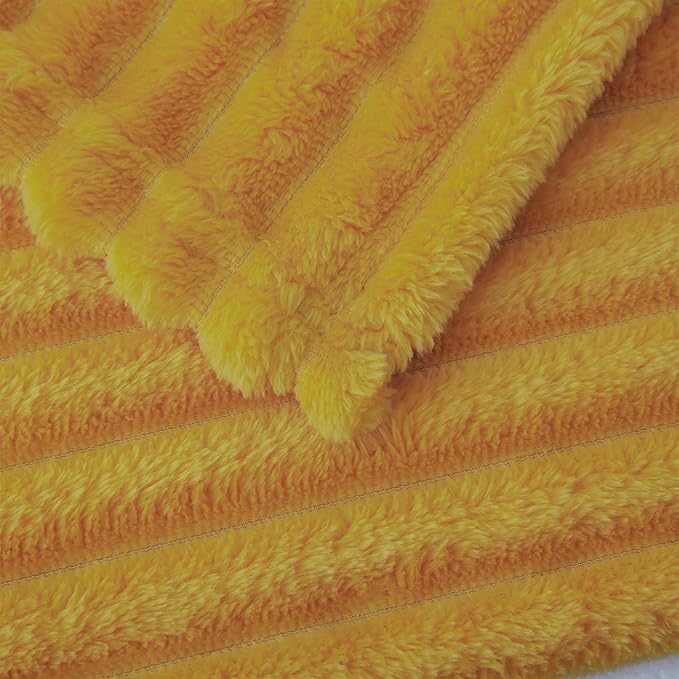 Mustard Yellow Fleece Throw Blanket 60”×80” - Image 5