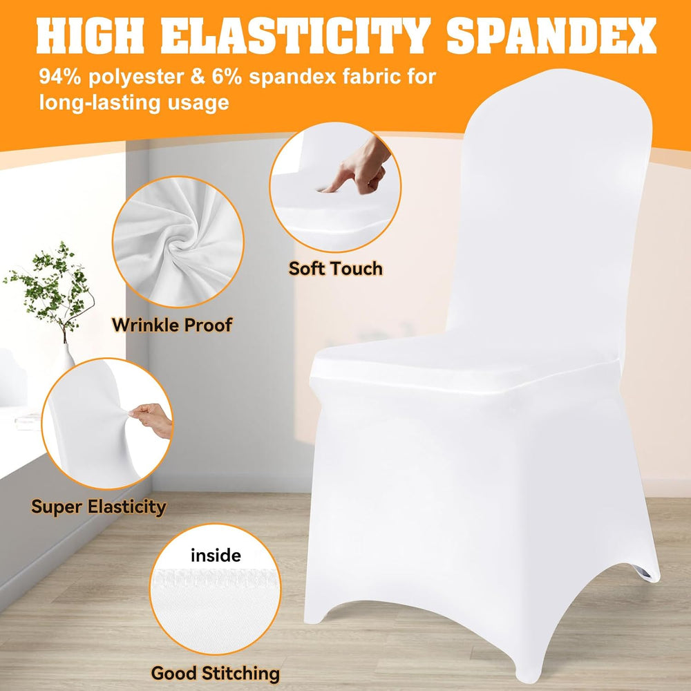 30 PCS White Polyester Spandex Chair Covers - Stretch Slipcovers for Wedding,...