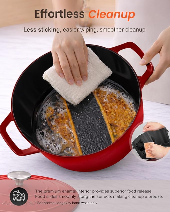 Nuwave 6QT Healthy Enameled Cast Iron Dutch Oven Pot - Image 8