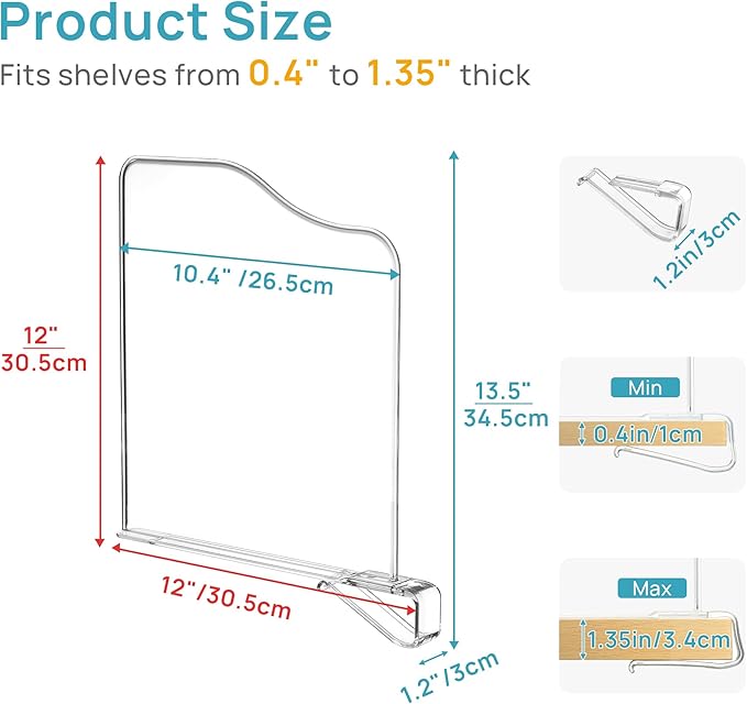 Vtopmart 4 Pack 12in Height Shelf Dividers - Image 2