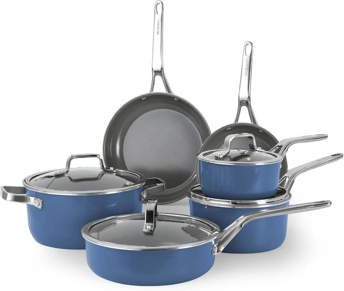 10-Piece Nonstick Ceramic Cookware Set, Non-Toxic Ceramic Coated Aluminum Pots