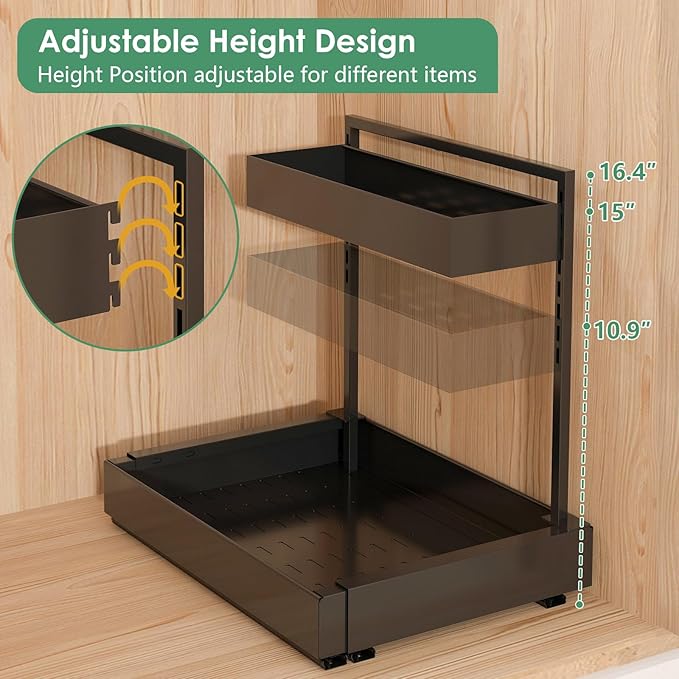 REALINN Expandable Under Sink Organizers and Storage, 2 Tier Under Cabinet - Image 4