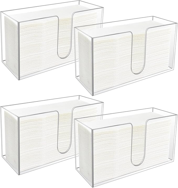 4 Pack Acrylic Paper Towel Holder, Countertop Napkin Dispenser by CDIVEFTN