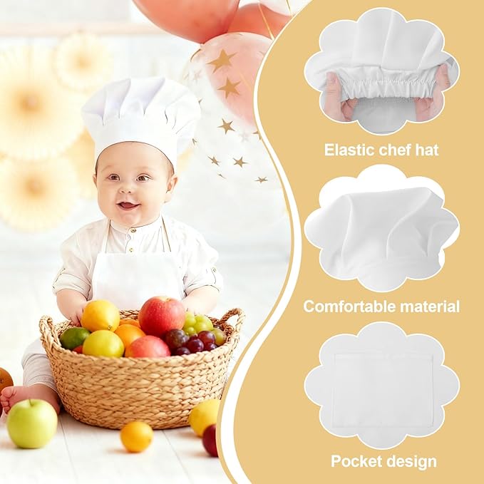 2PCS Baby Chef Outfit Set, Baby Apron and Chef Hat - Image 3
