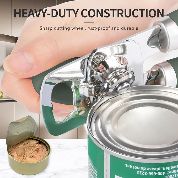 Safring Can Opener Manual, Heavy Duty Stainless Steel Smooth Edge Can Opener - Image 4