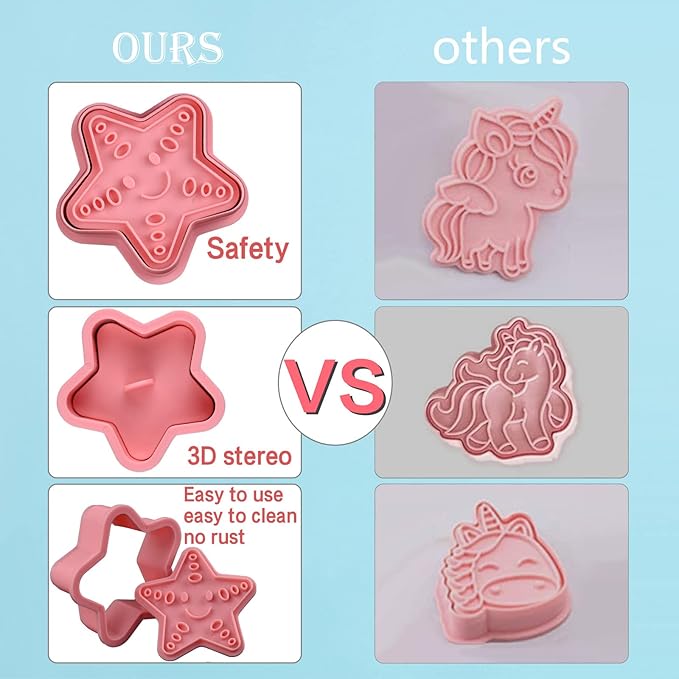 Ocean Cookie Cutters With Plunger Stamps Set, 8 Piece See Cookie Cutters - Image 5