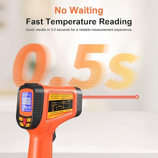 -58°F to 2732°F Digital Infrared Thermometer Gun, 50:1 Distance Ratio Laser