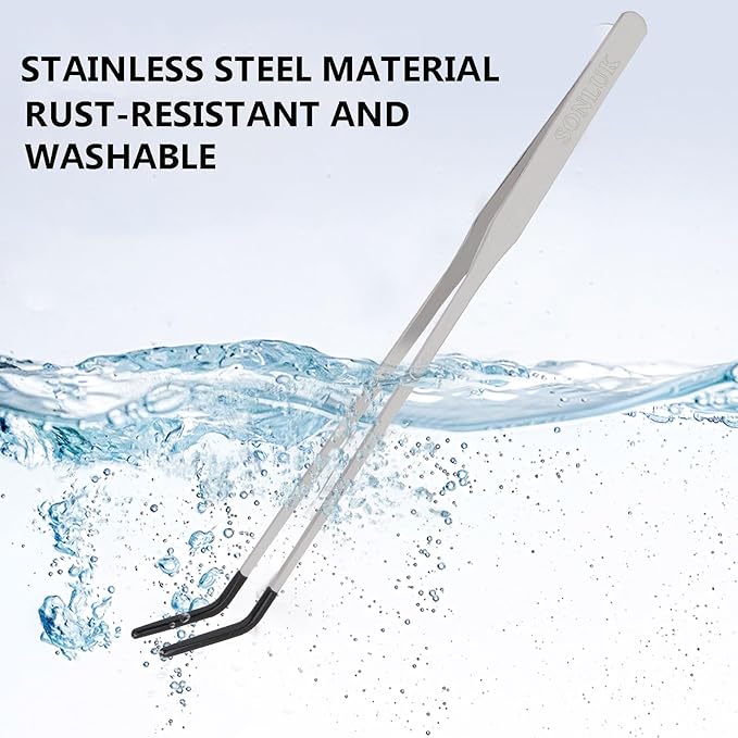 3 PACK Stainless Steel Reptile Feeding Tongs, 10.62" Straight &Curved Long - Image 8