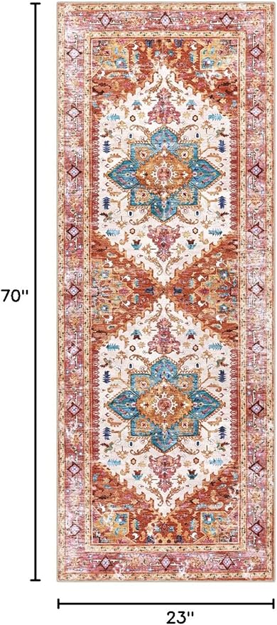 Yamaziot Washable Runner Rug, 2x6 Non-Slip Boho Vintage Hallway Rug Runner - Image 2