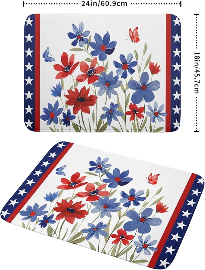 Giwawa 4th of July Flower Dish Drying Mat 18"x24" Independence Day Stars Dish - Image 2