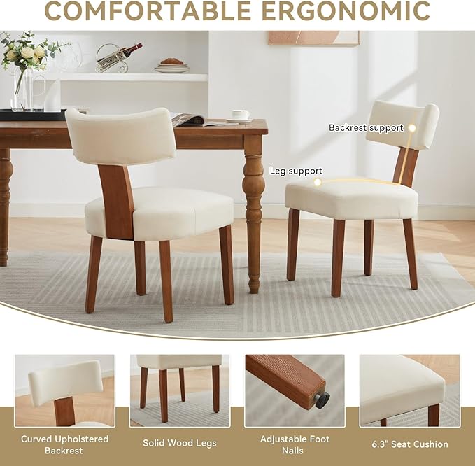 Dining Chairs Set of 6, Upholstered Fabric Kitchen Chairs with Solid Wood Leg...