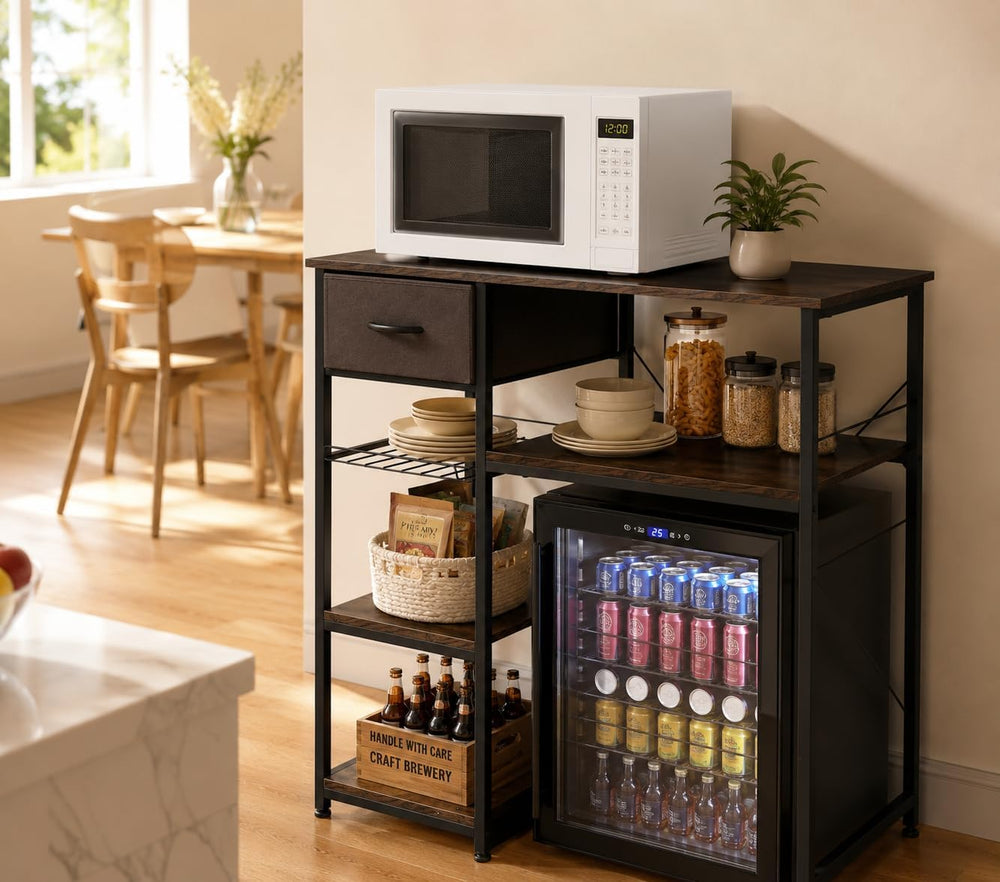 VINGLI Bakers Racks for Kitchens with Storage Mini Fridge Stand Bar Cabinet w...