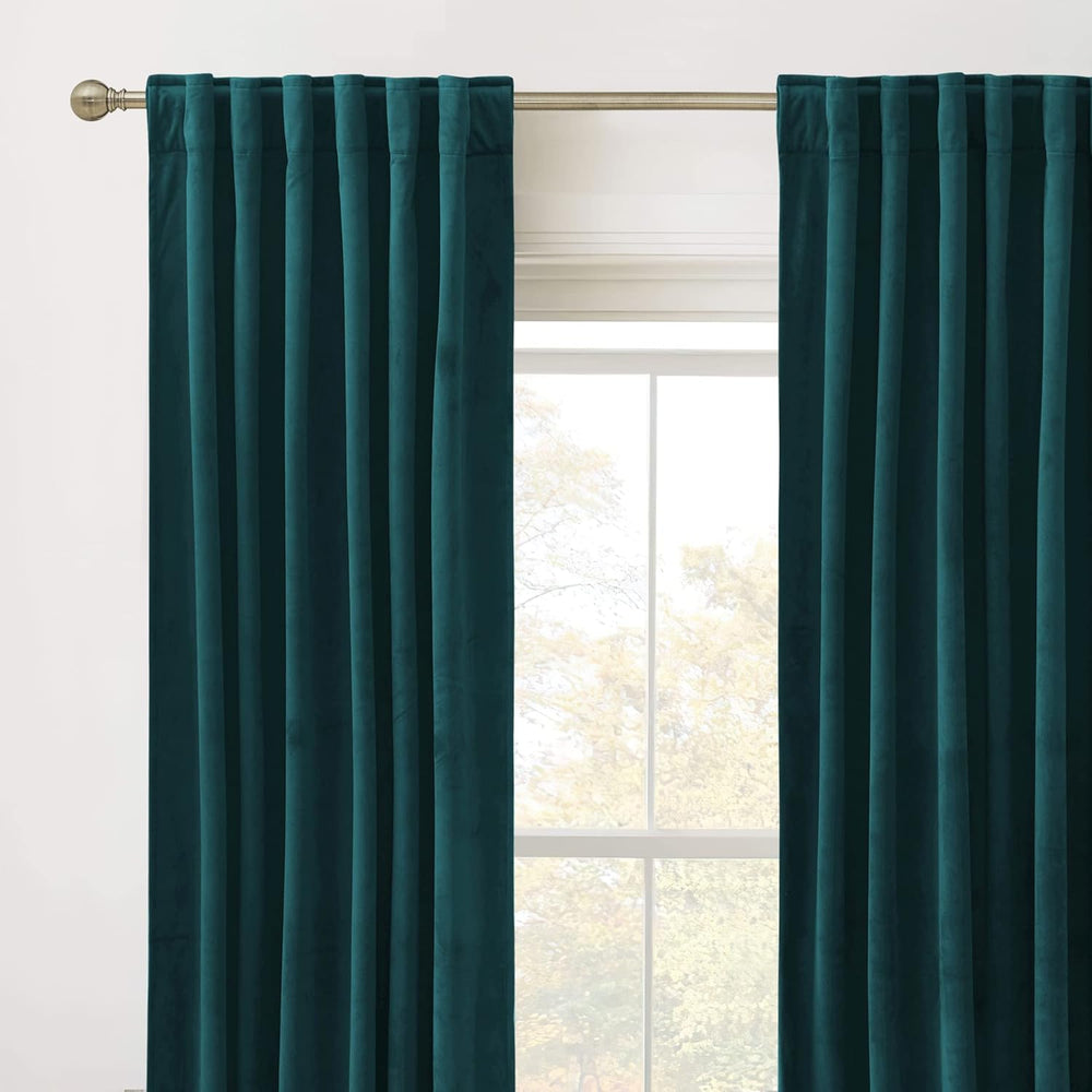 RYB HOME Teal Velvet Blackout Curtains 84 inches for Bedroom Living Room