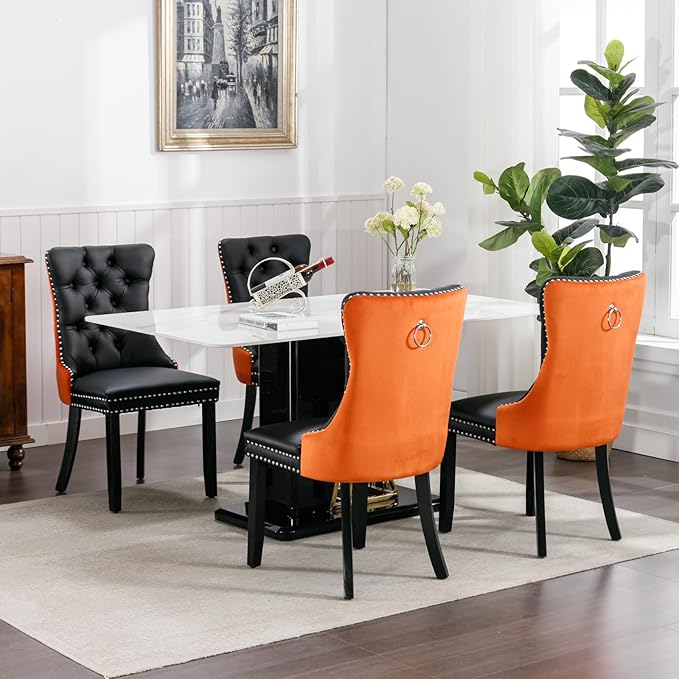 Dining Chairs Set of 6, Upholstered Tufted Dining Room Chairs with High Back,...
