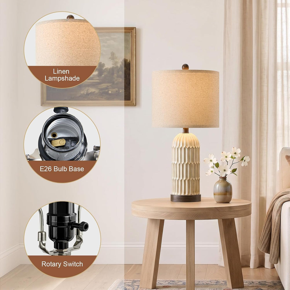 OYEARS 22" Farmhouse Table Lamps Set of 2, Bedside Lamps for Night Stands