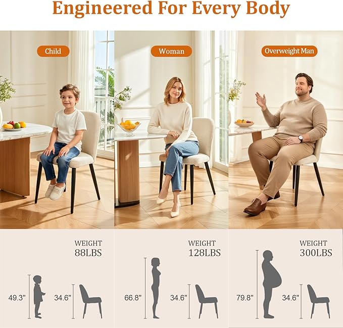 Upholstered Dining Chairs Set of 8 Modern Kitchen Chairs Chenille Fabric Dini...