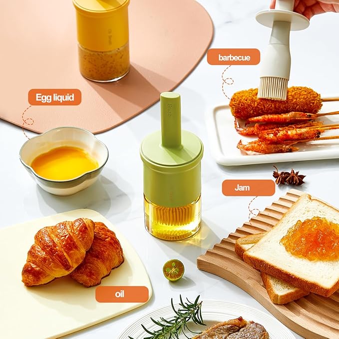 Glass Oil Dispenser with Heat Resistant Brush, Oil Dispenser Bottle with - Image 2