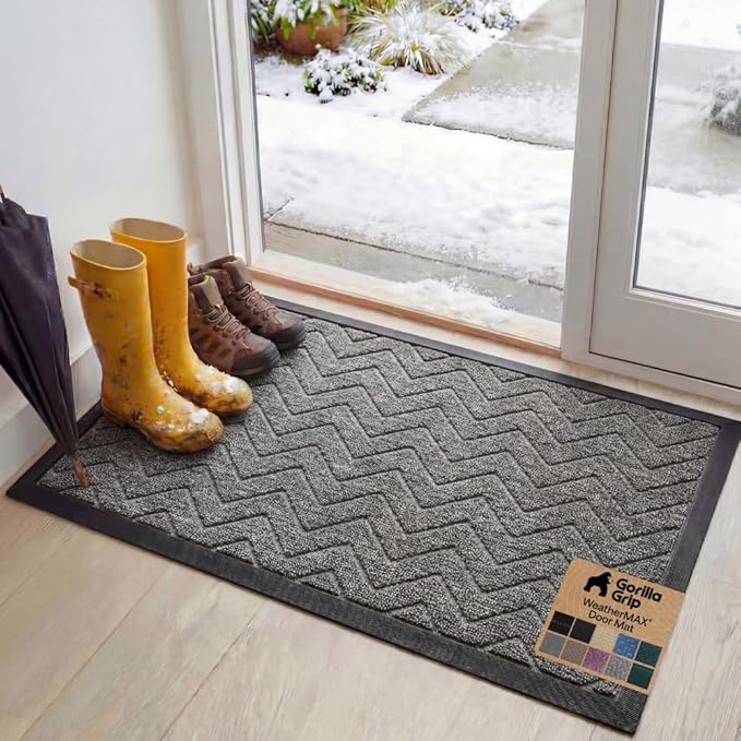 GORILLA GRIP 100% Waterproof All-Season WeatherMAX Doormat, US Designed Natural by GorillaGrip