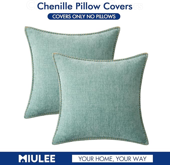 MIULEE Pack of 2 Couch Throw Pillow Covers 18x18 Inch Coastal Aqua Blue - Image 6