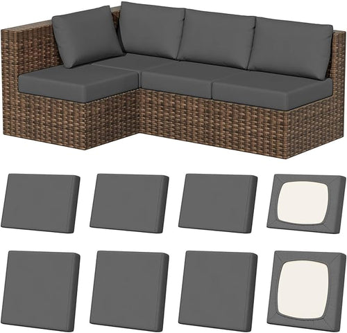 8Pcs Stretch Patio Cushion Covers, Outdoor Couch & Sofa Replacement Slipcovers by VORSHAPE