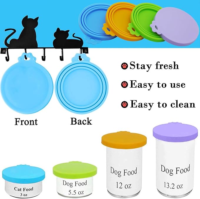 Food Can Covers/4 Pack/Universal BPA Free Silicone Dog Cat Food Tin Lids - Image 2