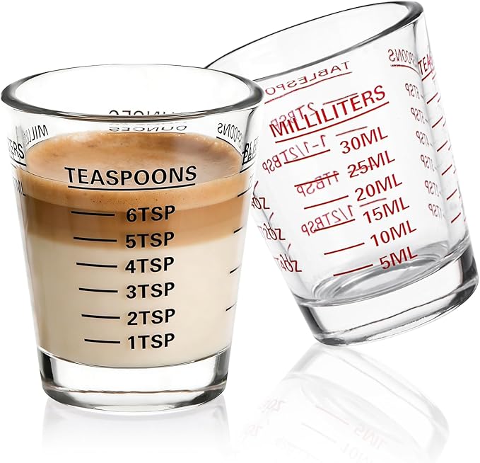 Shot Glasses Measuring Cup Set 2PACK Espresso Shot Glasses Liquid Heavy Glass by SAIAOKJ